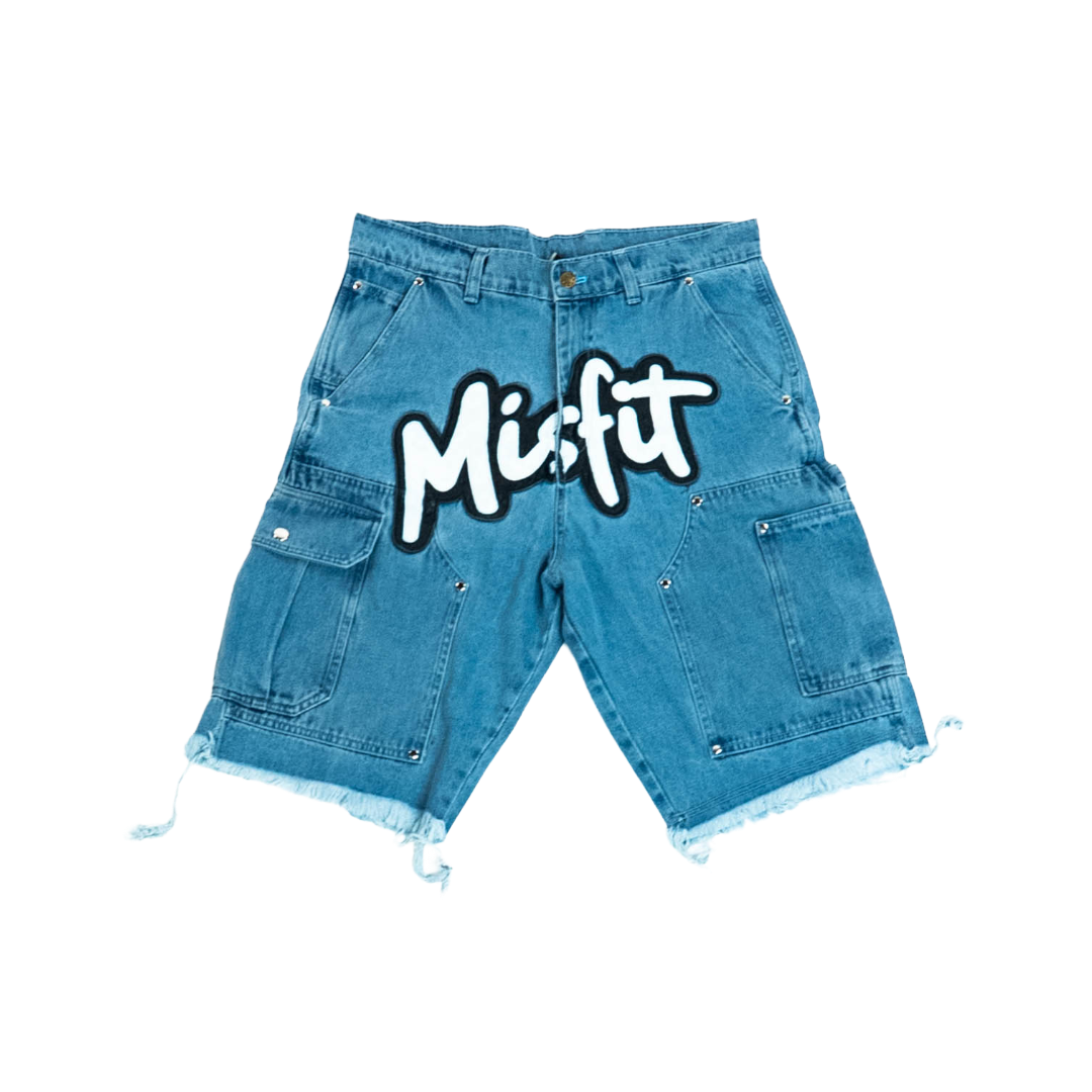 DENIM CARPENTER CARGO JEAN SHORTS